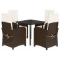 vidaXL Set comedor de jardín 5 piezas y cojines ratán sintético marrón vidaXL Set comedor de jardín 5 piezas y cojines ratán sintético marrón