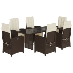 vidaXL Set comedor de jardín 7 pzas con cojines ratán sintético marrón