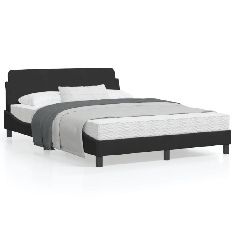vidaXL Estructura de cama con cabecero de terciopelo negro 140x200 cm