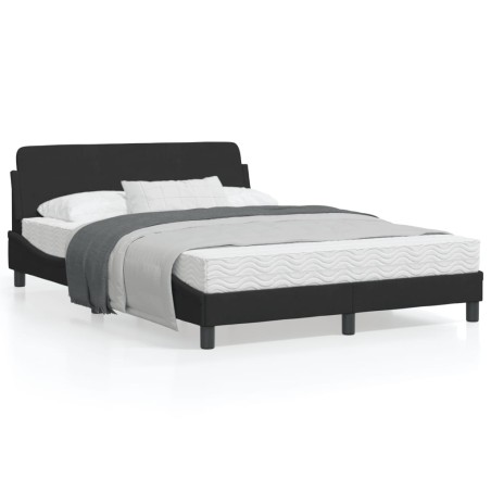 vidaXL Estructura de cama con cabecero de terciopelo negro 140x200 cm