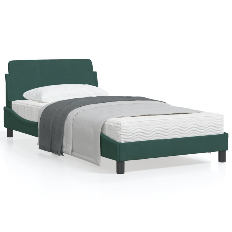 vidaXL Estructura cama con cabecero terciopelo verde oscuro 100x200 cm vidaXL Estructura cama con cabecero terciopelo verde oscuro 100x200 cm