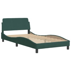 vidaXL Estructura cama con cabecero terciopelo verde oscuro 100x200 cm