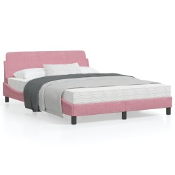 vidaXL Estructura de cama con cabecero de terciopelo rosa 140x190 cm