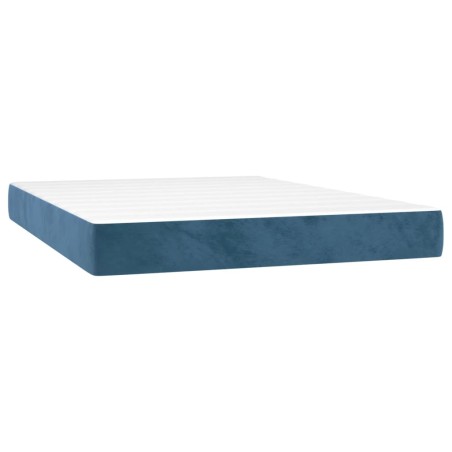 vidaXL Colchón muelles ensacados terciopelo azul oscuro 140x190x20 cm