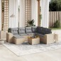vidaXL Juego de sofás de jardín con cojines beige 8 pzas ratán PE