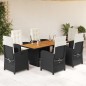 vidaXL Set de comedor de jardín 7 pzas y cojines ratán sintético negro