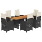 vidaXL Set de comedor de jardín 7 pzas y cojines ratán sintético negro