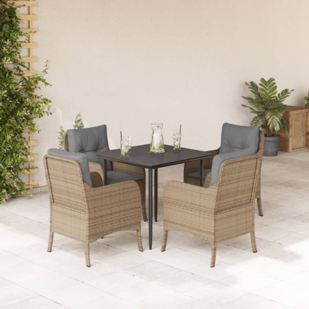 vidaXL Set comedor de jardín 5 pzas con cojines ratán sintético beige