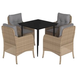 vidaXL Set comedor de jardín 5 pzas con cojines ratán sintético beige
