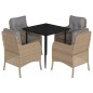 vidaXL Set comedor de jardín 5 pzas con cojines ratán sintético beige vidaXL Set comedor de jardín 5 pzas con cojines ratán sintético beige