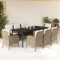 vidaXL Set comedor de jardín 9 pzas con cojines ratán sintético beige vidaXL Set comedor de jardín 9 pzas con cojines ratán sintético beige