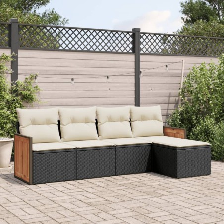 vidaXL Set de muebles de jardín 5 pzas y cojines ratán sintético negro