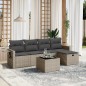vidaXL Set de muebles de jardín 6 pzas y cojines ratán sintético gris vidaXL Set de muebles de jardín 6 pzas y cojines ratán sintético gris