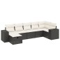 vidaXL Set de comedor de jardín 7 pzas y cojines ratán sintético negro