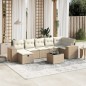 vidaXL Juego de sofás de jardín con cojines beige 8 pzas ratán PE vidaXL Juego de sofás de jardín con cojines beige 8 pzas ratán PE