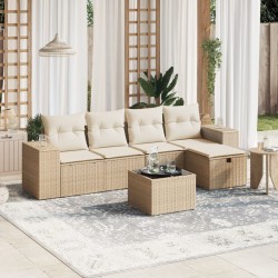 vidaXL Juego de sofás jardín con cojines 6 pzas ratán sintético beige