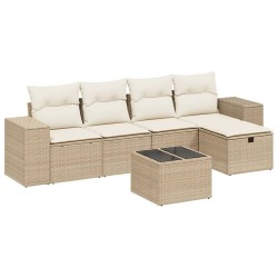 vidaXL Juego de sofás jardín con cojines 6 pzas ratán sintético beige