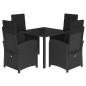 vidaXL Set de muebles jardín 5 pzas con cojines ratán sintético negro vidaXL Set de muebles jardín 5 pzas con cojines ratán sintético negro