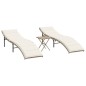 vidaXL Tumbonas con mesita 2 unidades ratán sintético beige vidaXL Tumbonas con mesita 2 unidades ratán sintético beige
