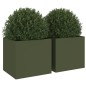vidaXL Jardineras 2 uds acero laminado en frío verde oliva 32x30x29 cm vidaXL Jardineras 2 uds acero laminado en frío verde oliva 32x30x29 cm