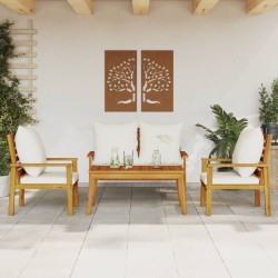 vidaXL Set de muebles de jardín 4 pzs y cojines madera maciza acacia