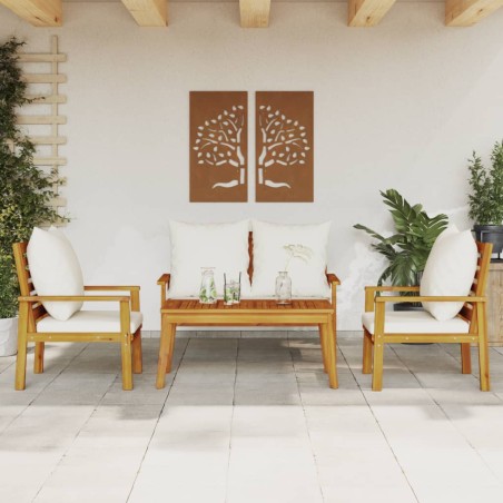 vidaXL Set de muebles de jardín 4 pzs y cojines madera maciza acacia