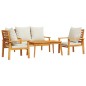 vidaXL Set de muebles de jardín 4 pzs y cojines madera maciza acacia vidaXL Set de muebles de jardín 4 pzs y cojines madera maciza acacia