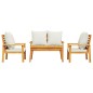 vidaXL Set de muebles de jardín 4 pzs y cojines madera maciza acacia vidaXL Set de muebles de jardín 4 pzs y cojines madera maciza acacia