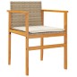 vidaXL Sillas de jardín con cojín 2 uds ratán PE beige y madera acacia vidaXL Sillas de jardín con cojín 2 uds ratán PE beige y madera acacia