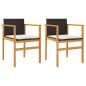 vidaXL Sillas de jardín con cojín 2 uds ratán PE negro y madera acacia