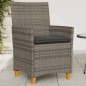 vidaXL Sillas de jardín y cojines 2 uds ratán PE gris y madera maciza vidaXL Sillas de jardín y cojines 2 uds ratán PE gris y madera maciza