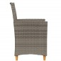 vidaXL Sillas de jardín y cojines 2 uds ratán PE gris y madera maciza vidaXL Sillas de jardín y cojines 2 uds ratán PE gris y madera maciza
