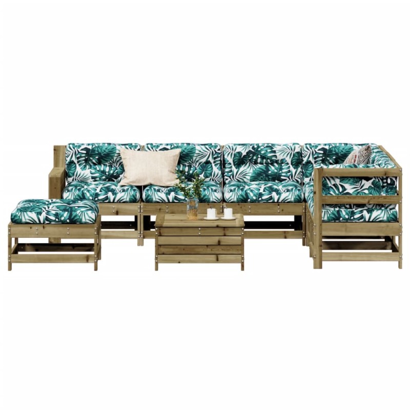 vidaXL Juego de muebles jardín 8 pzas y cojines madera pino impregnada vidaXL Juego de muebles jardín 8 pzas y cojines madera pino impregnada