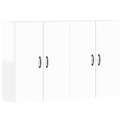 vidaXL Armarios de pared 2 uds madera de ingeniería blanco brillante