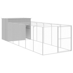 vidaXL Caseta perros corral acero galvanizado gris claro 214x661x181cm