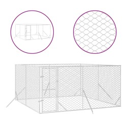 vidaXL Perrera de exterior acero galvanizado plateado 4x4x2 m
