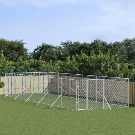 vidaXL Perrera de exterior acero galvanizado plateado 4x12x2 m