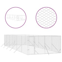 vidaXL Perrera de exterior acero galvanizado plateado 4x12x2 m