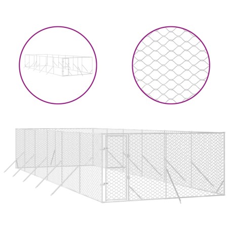 vidaXL Perrera de exterior acero galvanizado plateado 4x12x2 m