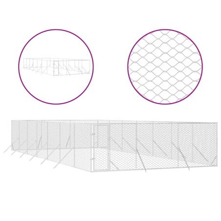 vidaXL Perrera de exterior acero galvanizado plateado 6x14x2 m