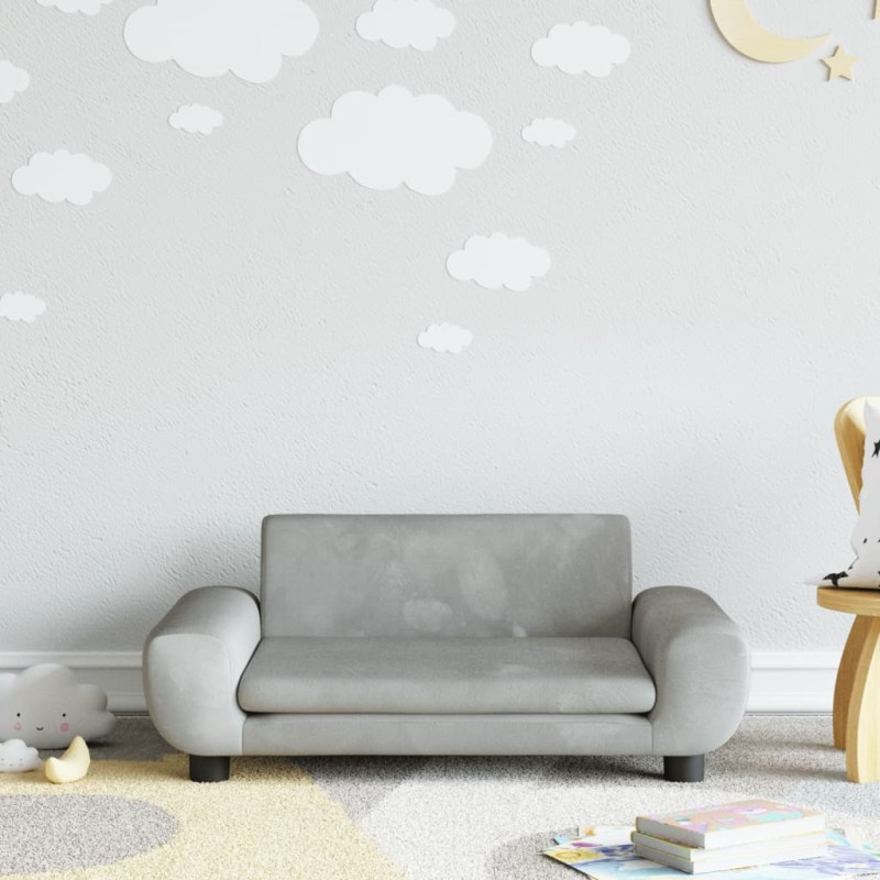 vidaXL Sofá para niños de terciopelo gris claro 70x45x33 cm vidaXL Sofá para niños de terciopelo gris claro 70x45x33 cm