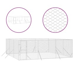 vidaXL Perrera de exterior acero galvanizado plateado 6x6x2 m