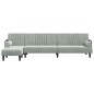 vidaXL Sofá cama en forma de L terciopelo gris claro 260x140x70 cm vidaXL Sofá cama en forma de L terciopelo gris claro 260x140x70 cm