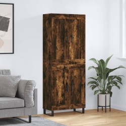 vidaXL Aparador alto madera contrachapada roble ahumado 69,5x34x180 cm