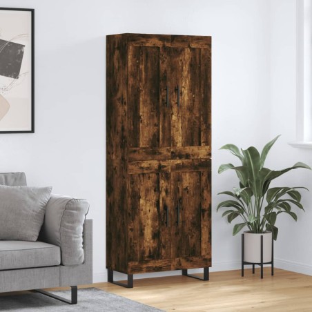 vidaXL Aparador alto madera contrachapada roble ahumado 69,5x34x180 cm