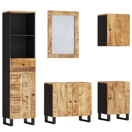 vidaXL Conjunto de muebles de baño 5 piezas madera maciza de mango