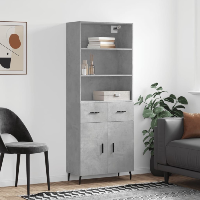 vidaXL Aparador alto madera contrachapada gris hormigón 69,5x34x180 cm vidaXL Aparador alto madera contrachapada gris hormigón 69,5x34x180 cm