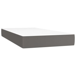 vidaXL Colchón de muelles ensacados cuero sintético gris 90x190x20 cm