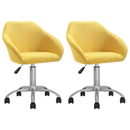 vidaXL Sillas de comedor giratorias 2 unidades tela amarillo