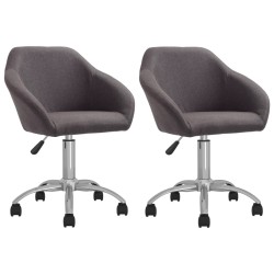 vidaXL Sillas de comedor giratorias 2 unidades tela gris taupe